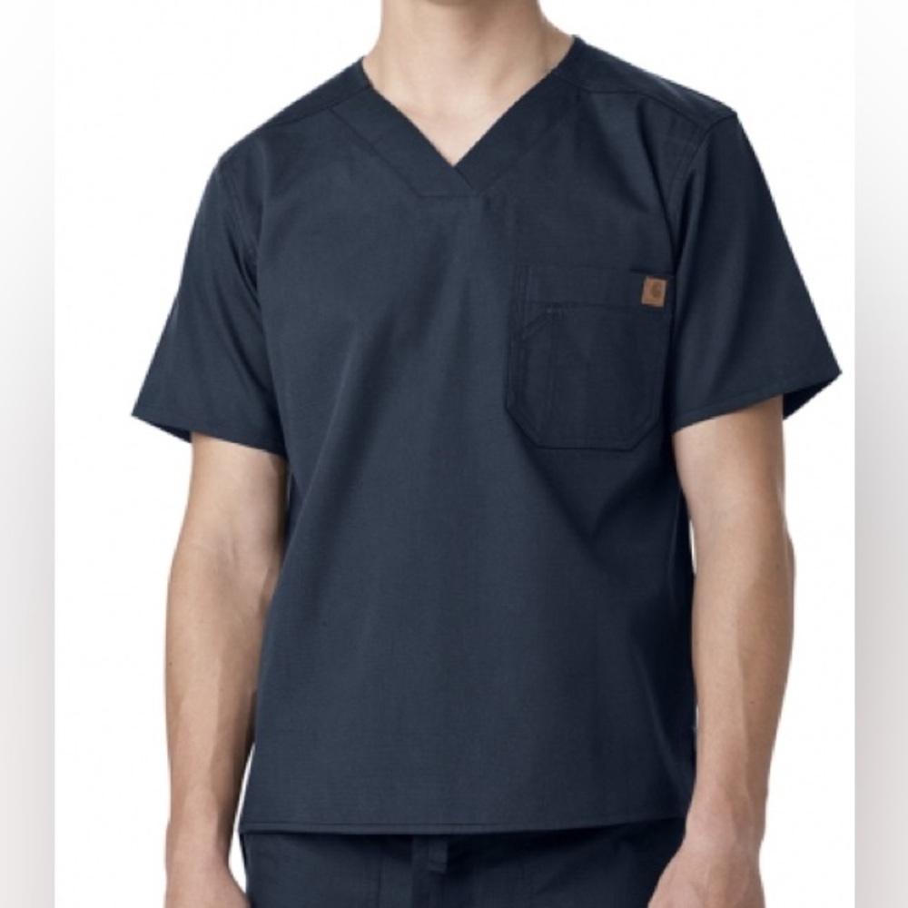 C15108 Carhartt Solid Navy Ripstop Scrub Utility Top
